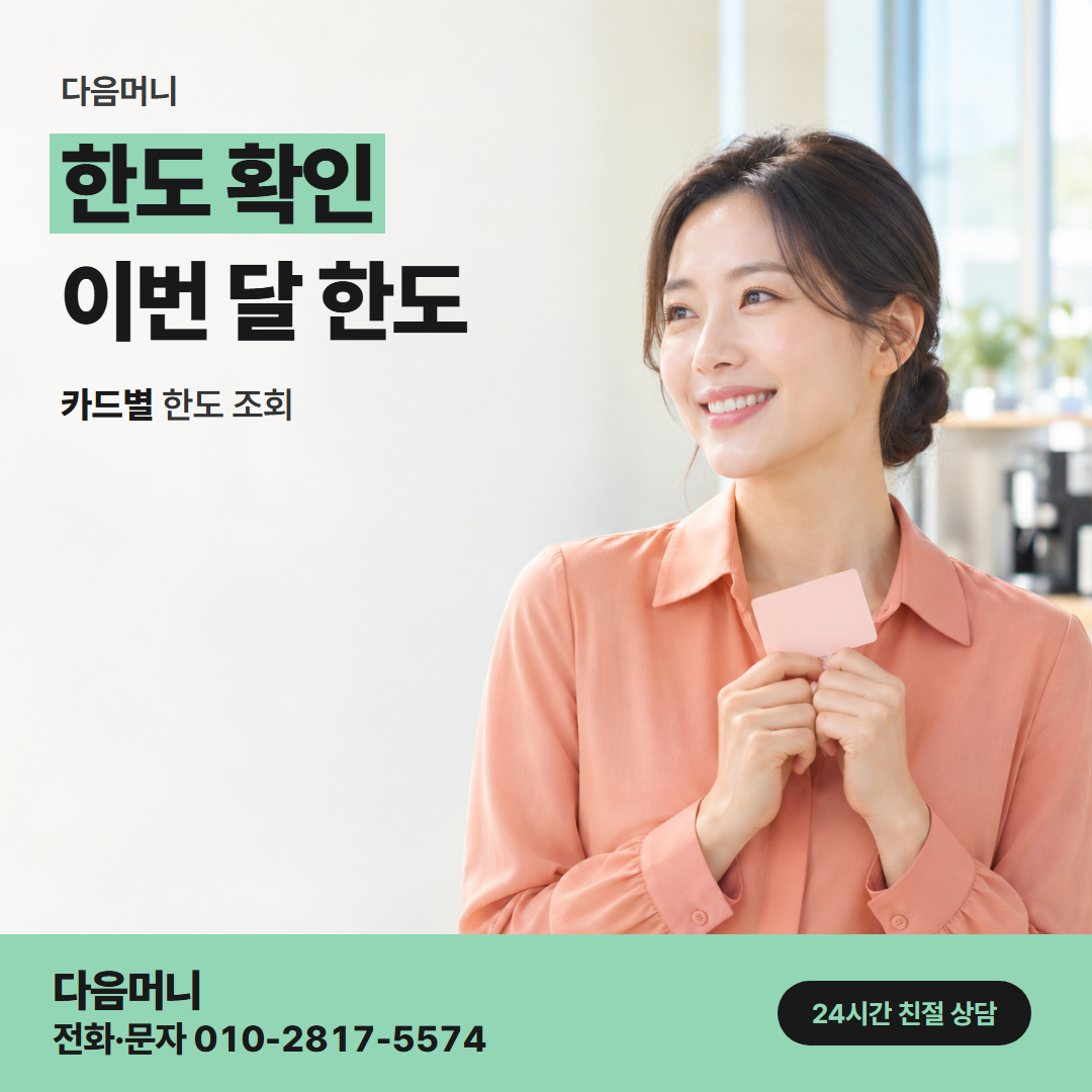 다음머니 속초카드깡 문자로 알려 주는 남은 한도